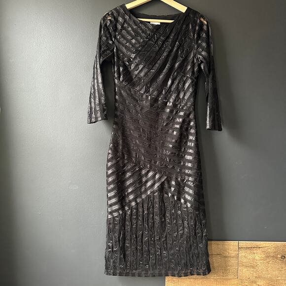 REISS Rebecca Bodycon Textured Dress in Black Size 4 - Picture 3 of 12